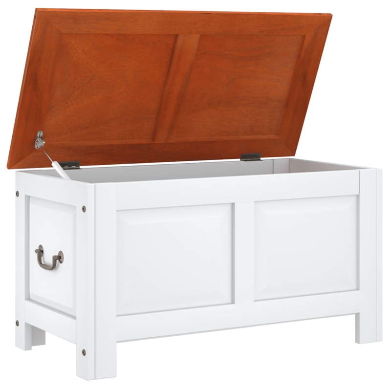 vidaXL Solid Acacia Wood and Engineered Wood Storage Chest in Brown and White