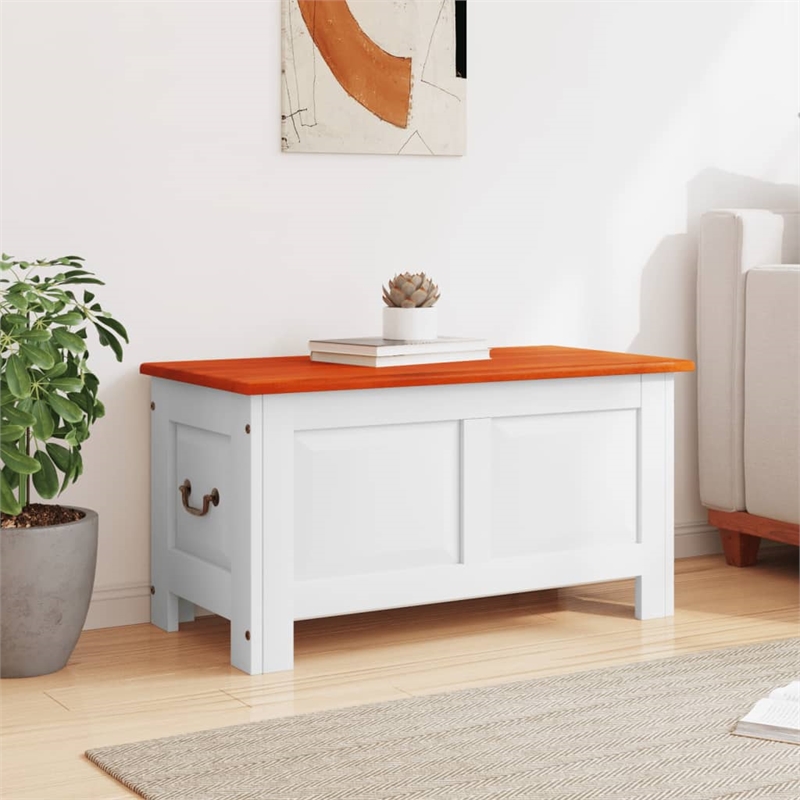vidaXL Solid Acacia Wood and Engineered Wood Storage Chest in Brown and White