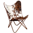 vidaXL Butterfly Cowhide Chair in Brown and White