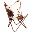 vidaXL Butterfly Cowhide Chair in Brown and White