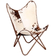 vidaXL Butterfly Cowhide Chair in Brown and White
