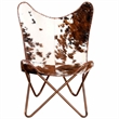 vidaXL Butterfly Cowhide Chair in Brown and White