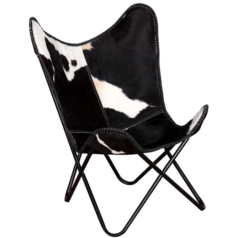 vidaXL Butterfly Cow Print Chair in Black and White