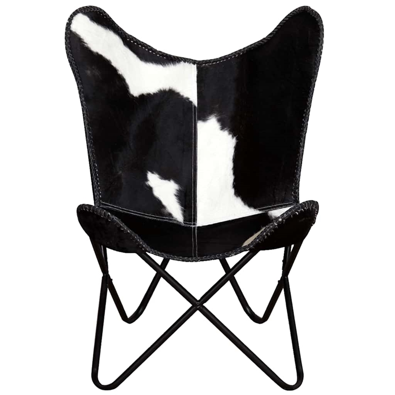 vidaXL Butterfly Cow Print Chair in Black and White