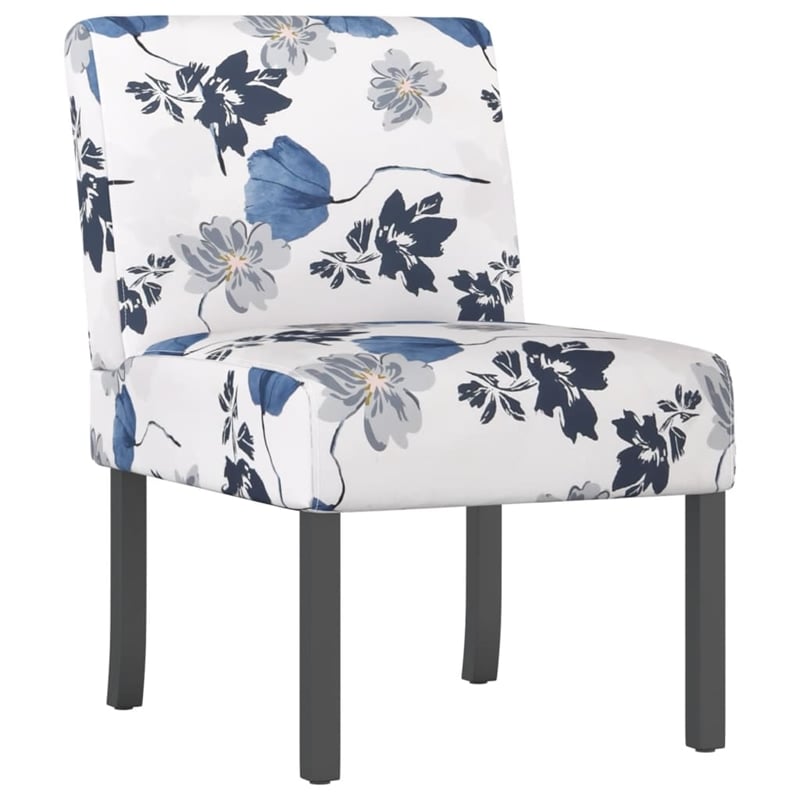 vidaXL Polyester and Solid Wood Slipper Chair in Blue and White