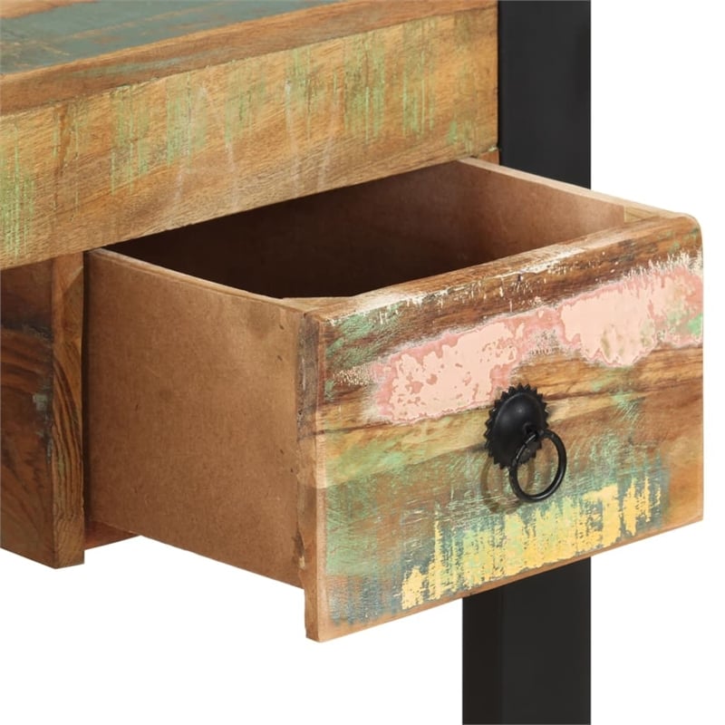 vidaXL Solid Reclaimed Wood Medium Computer Desk in Multicolor