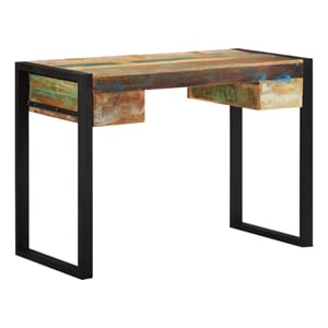 vidaXL Solid Reclaimed Wood Medium Computer Desk in Multicolor