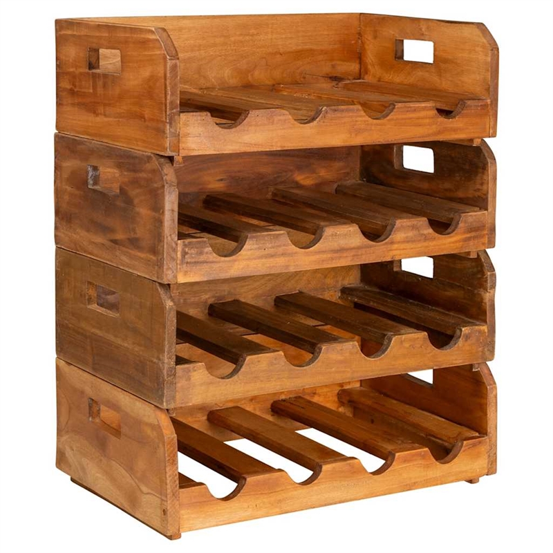 vidaXL 4 pcs Solid Mahogany Wood Wine Racks for 16 Bottles in Brown