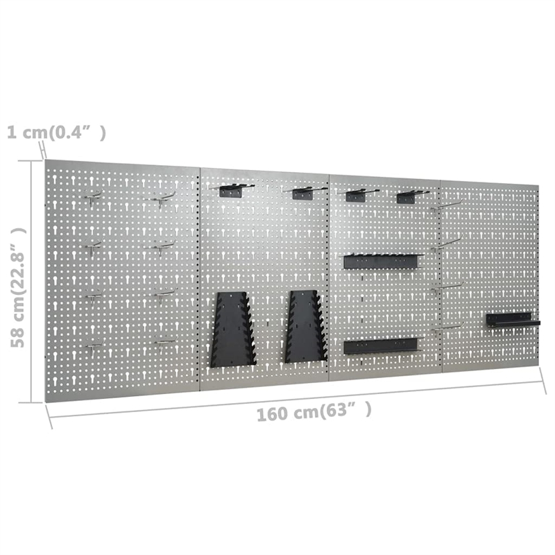 vidaXL Four Wall Panels and Two Cabinets Workbench in Black