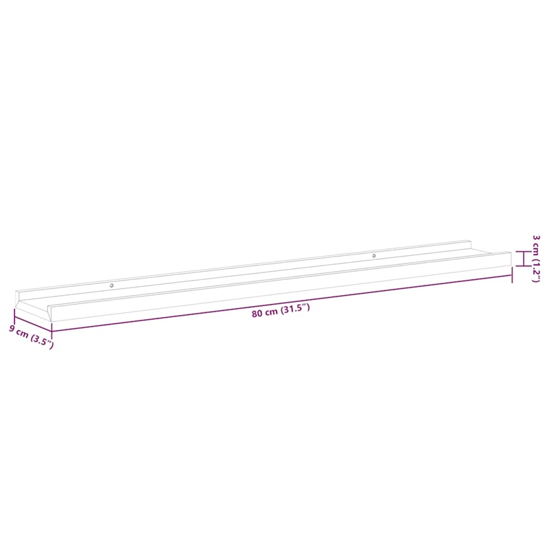vidaXL MDF Medium Decorative Inlays Wall Shelf in Black (Set of 4)