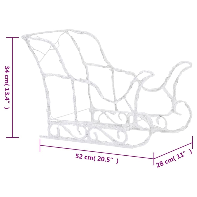 vidaXL Acrylic Reindeers & Sleigh Christmas Decoration in White