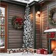 vidaXL PVC Steel Artificial Half Christmas Tree in Green and white