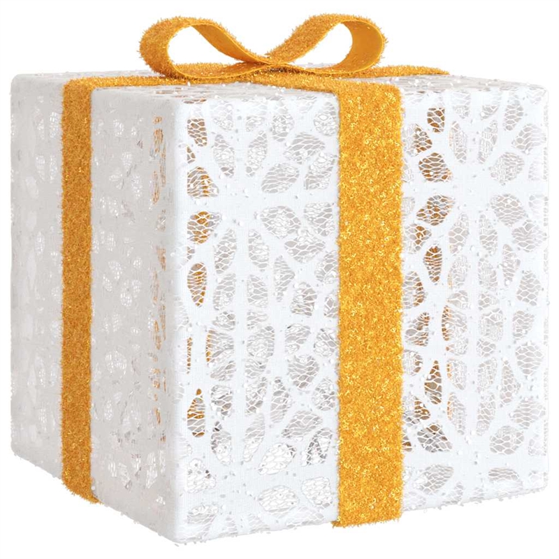 vidaXL Lighted Christmas Box Set of 3 in White/Red/Gold/Blue