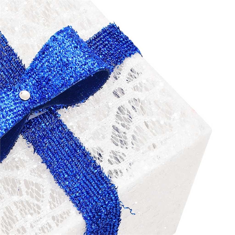 vidaXL Lighted Christmas Box Set of 3 in White/Red/Gold/Blue