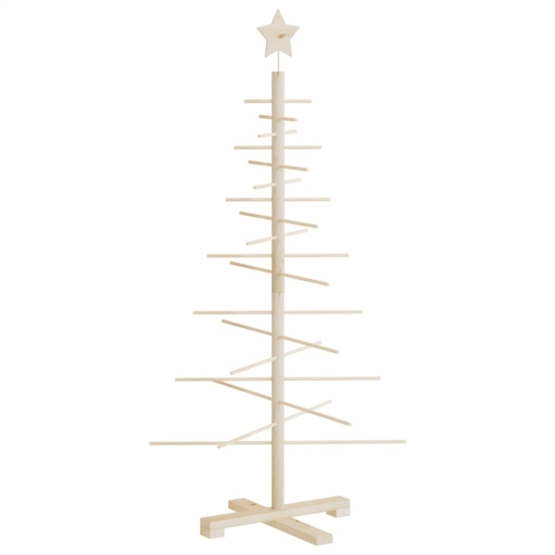vidaXL Small Solid Pine Wood Christmas Tree in Natural