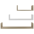 vidaXL Large Medium Small Engineered Wood Shelf Set of 3 in White/Multicolor