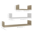 vidaXL Large Medium Small Engineered Wood Shelf Set of 3 in White/Multicolor