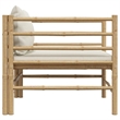 vidaXL Bamboo Garden Sofa in Cream White Polyester