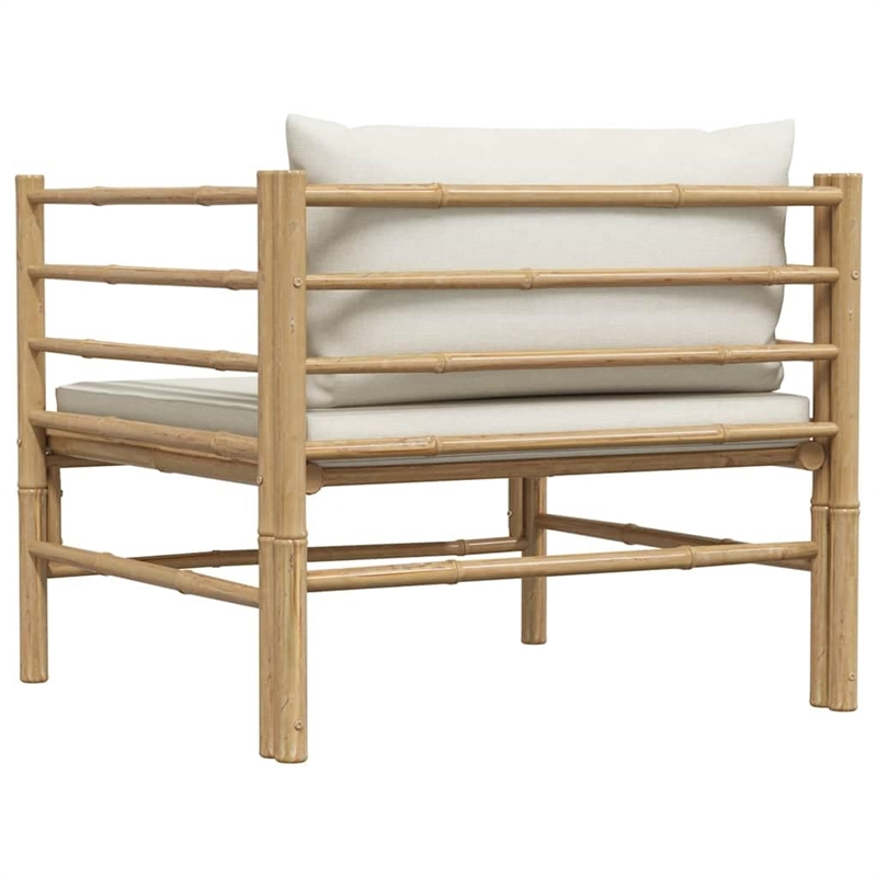 vidaXL Bamboo Garden Sofa in Cream White Polyester
