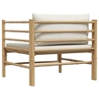 vidaXL Bamboo Garden Sofa in Cream White Polyester