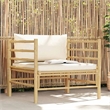 vidaXL Bamboo Garden Sofa in Cream White Polyester