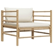 vidaXL Bamboo Garden Sofa in Cream White Polyester