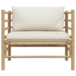 vidaXL Bamboo Garden Sofa in Cream White Polyester