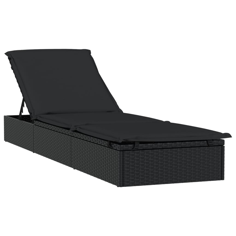 vidaXL Powder-Coated Steel Sunbed in Black Polyester