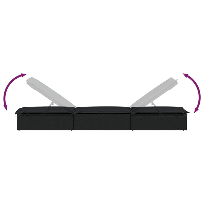 vidaXL Powder-Coated Steel Sunbed in Black Polyester