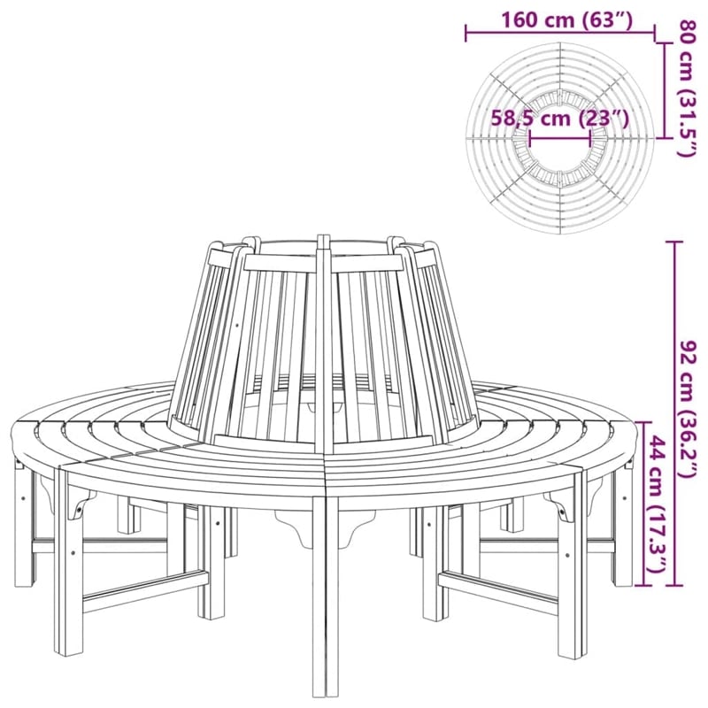 vidaXL Eucalyptus Tropical Hardwood Garden Bench in Brown (Wood Colour)