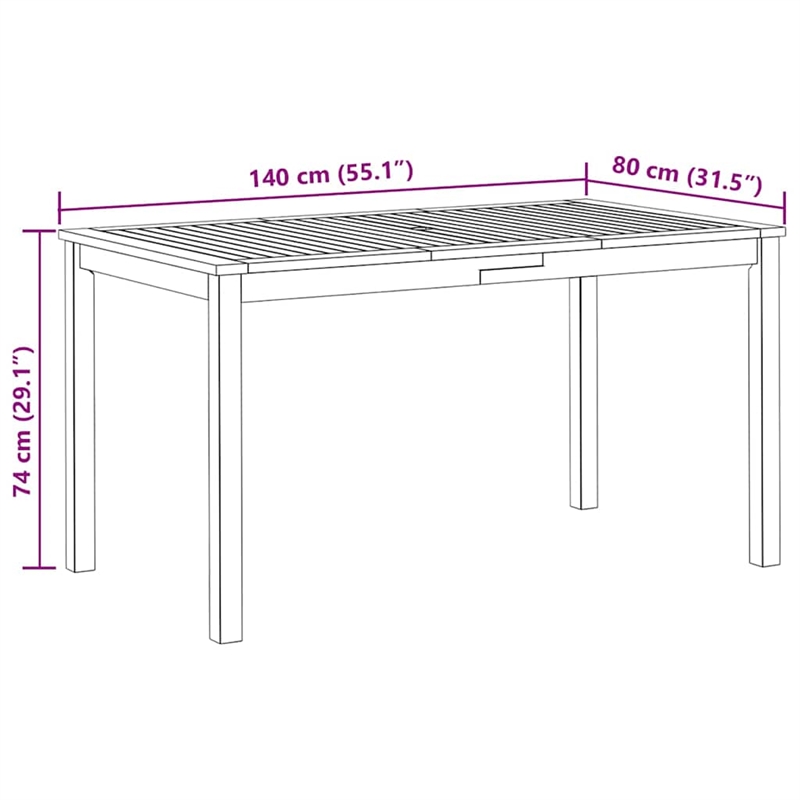 vidaXL Solid Acacia Wood Medium Durable Garden Table in Brown