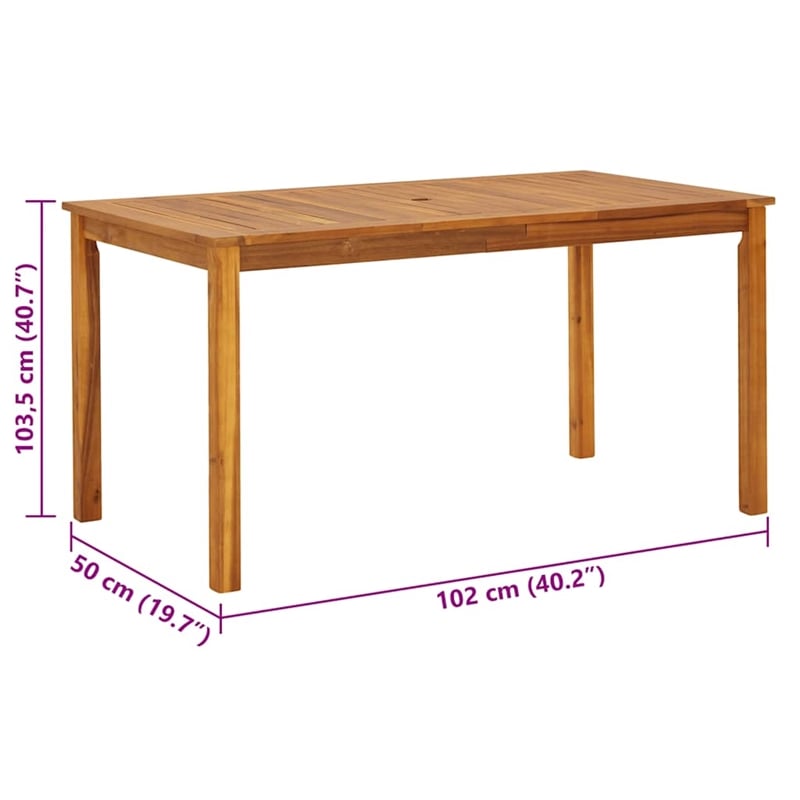 vidaXL Solid Acacia Wood Medium Durable Garden Table in Brown