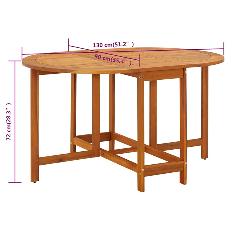 vidaXL Solid Acacia Wood Medium Dining Table in Natural Wood