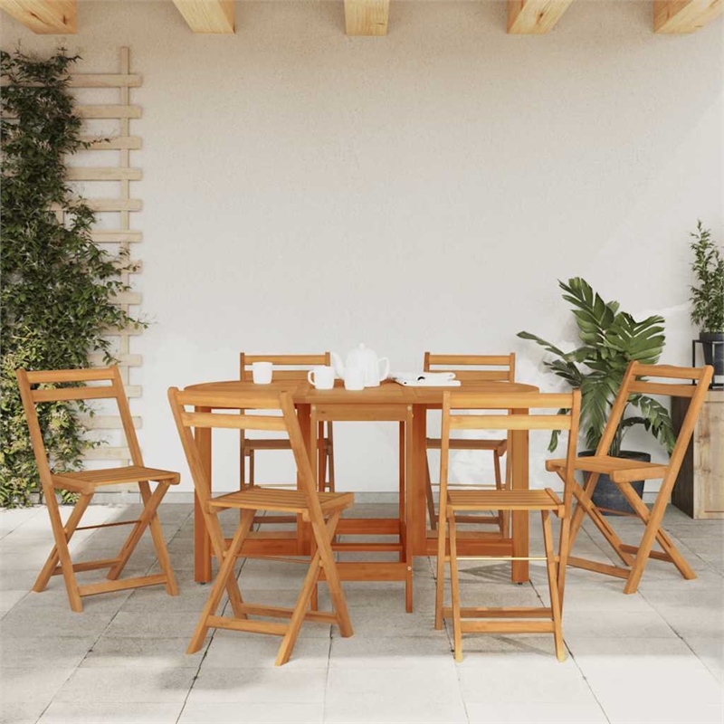 vidaXL Solid Acacia Wood Medium Dining Table in Natural Wood