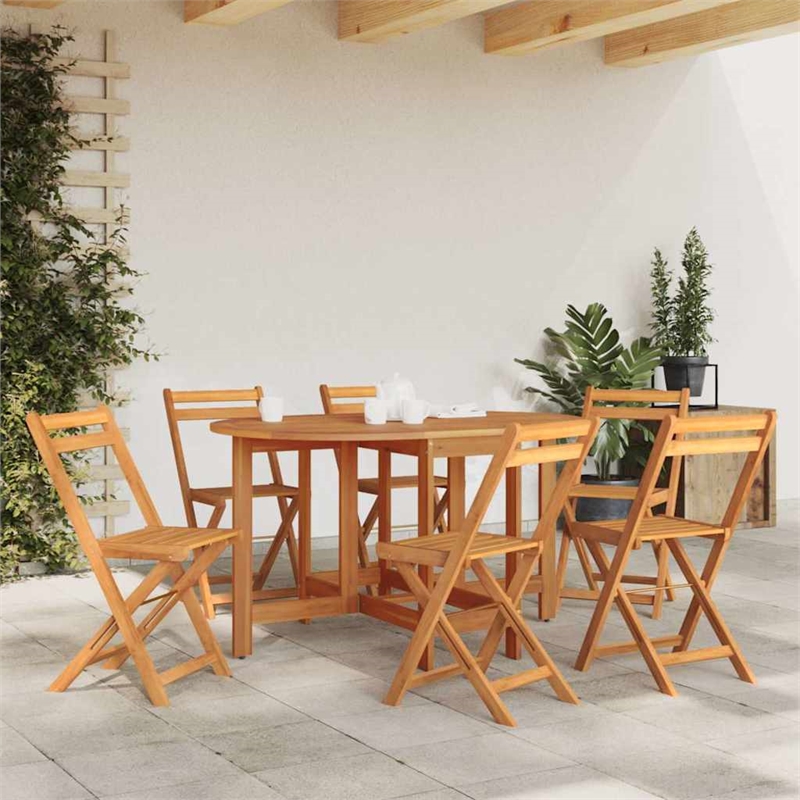 vidaXL Solid Acacia Wood Medium Dining Table in Natural Wood