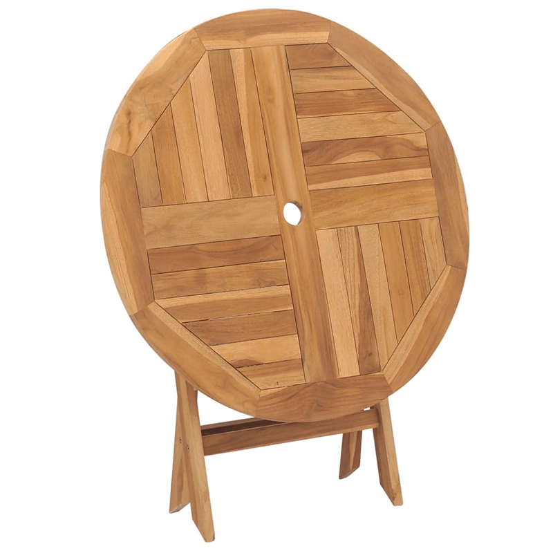 vidaXL Teak Wood Medium Foldable Dining Table in Warm Brown
