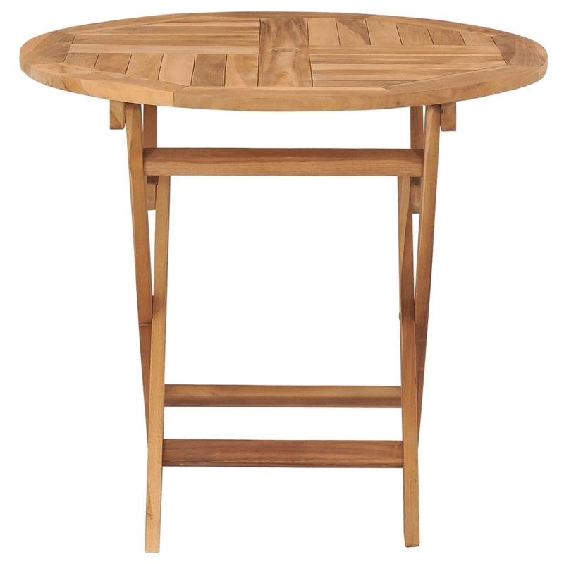 vidaXL Teak Wood Medium Foldable Dining Table in Warm Brown