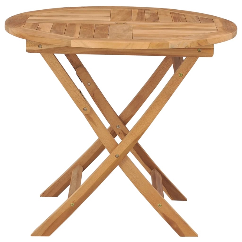 vidaXL Teak Wood Medium Foldable Dining Table in Warm Brown