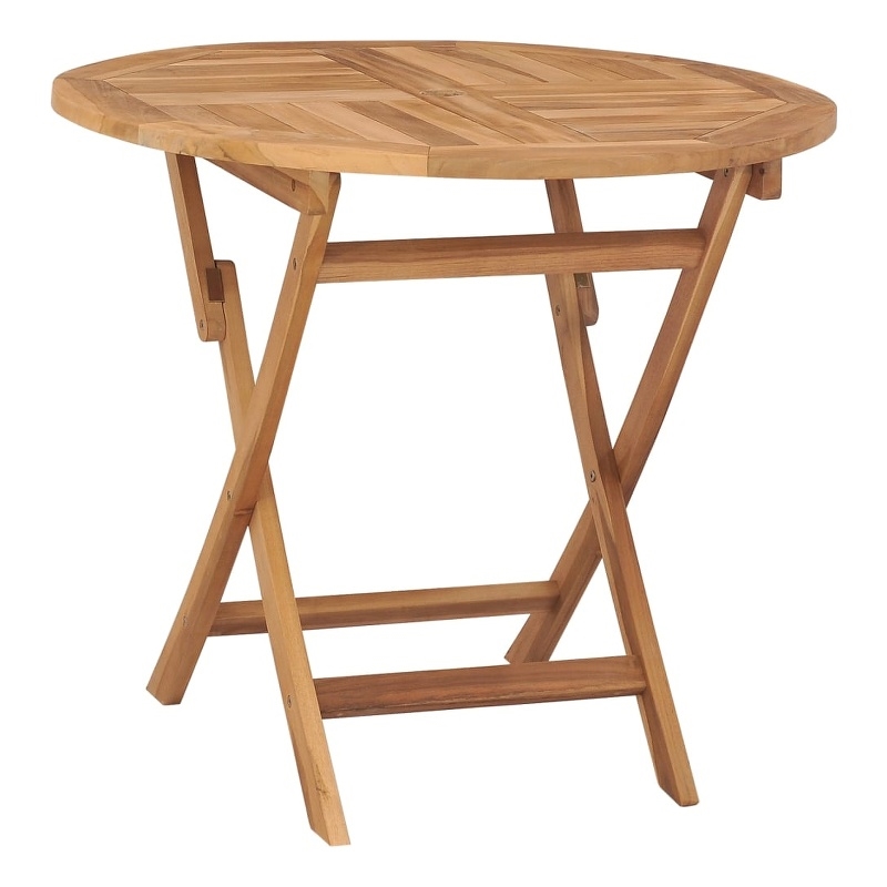vidaXL Teak Wood Medium Foldable Dining Table in Warm Brown