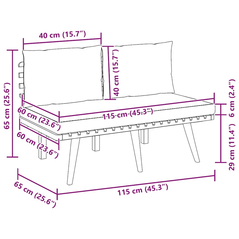 vidaXL Solid Acacia Wood Medium Durable Garden Bench in Natural