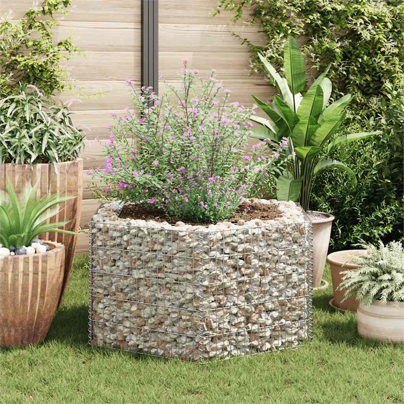 vidaXL Galvanized steel Heavy Weight Endurance Gabion Raised Bed in Silver