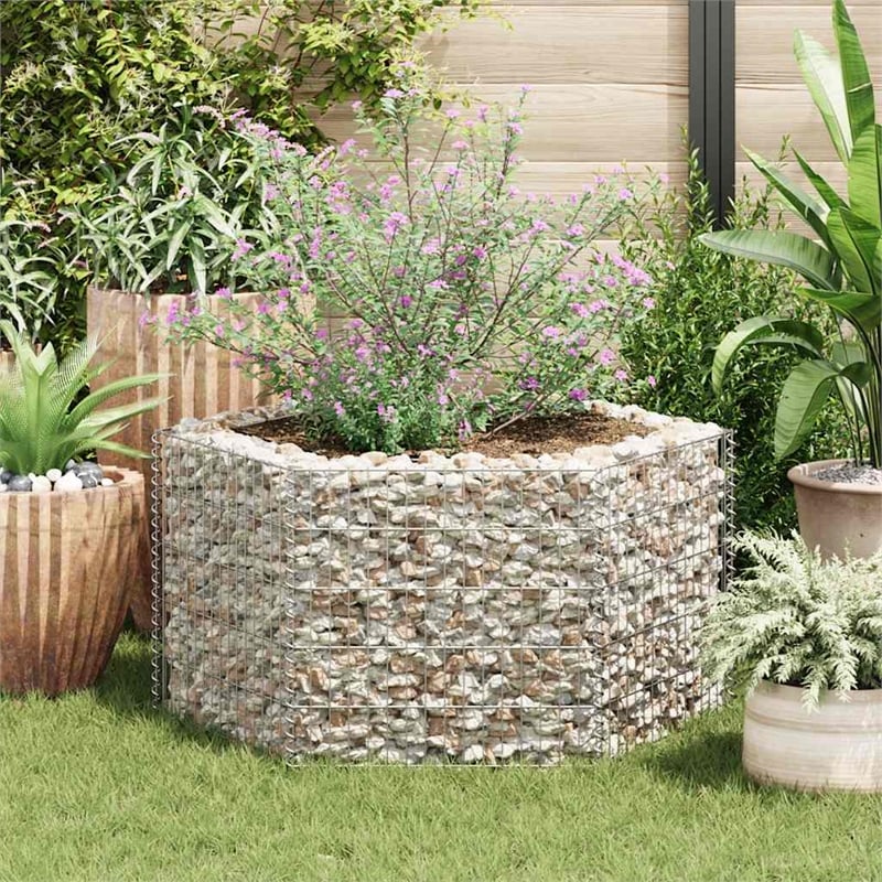 vidaXL Galvanized steel Heavy Weight Endurance Gabion Raised Bed in Silver