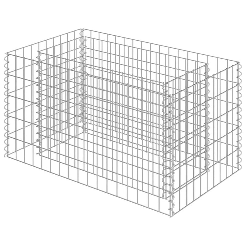 vidaXL Galvanized Steel Medium Durable Gabion Raised Bed in Silver