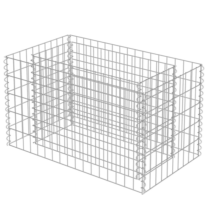 vidaXL Galvanized Steel Medium Durable Gabion Raised Bed in Silver