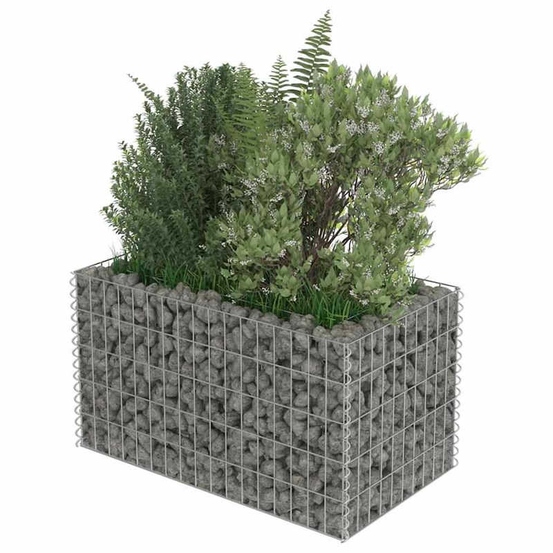 vidaXL Galvanized Steel Medium Durable Gabion Raised Bed in Silver