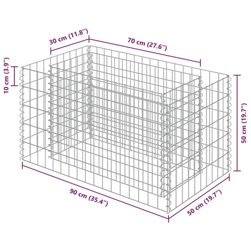 vidaXL Galvanized Steel Medium Durable Gabion Raised Bed in Silver