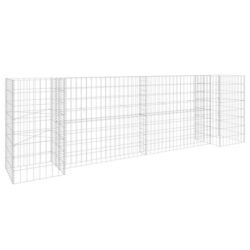 vidaXL Steel wire Gabion Planter in Silver