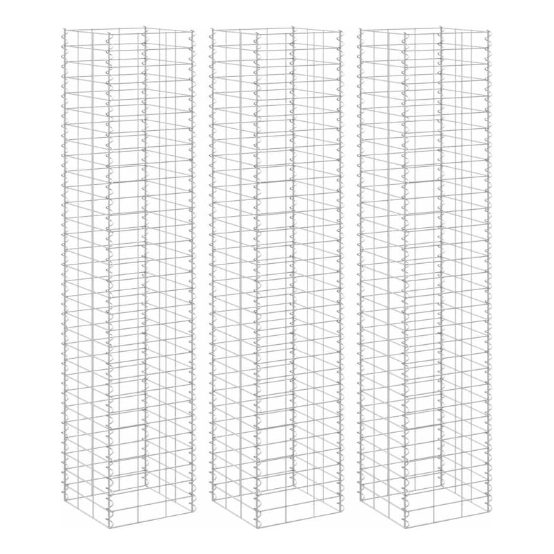 vidaXL Extra Tall Iron Gabion Raised Bed in Silver