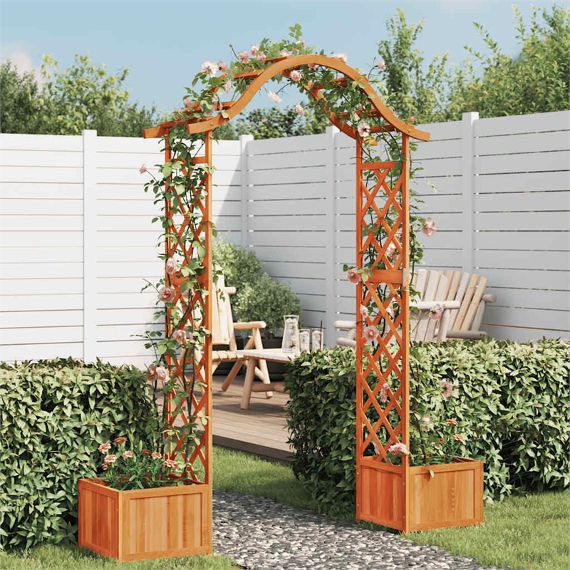 vidaXL Solid Firwood Large Wooden Garden Arch in Natural Wood