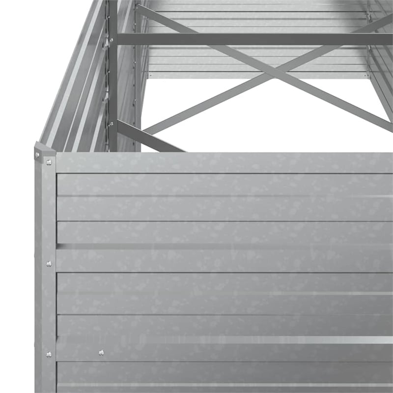 vidaXL Galvanized Steel Large Garden Raised Bed in Silver